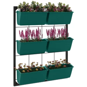 Green wall vases set, pack of 6 pieces